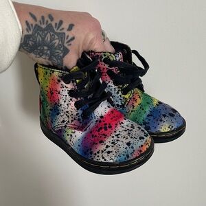 Dr Martens Marley Combat Boots Infant Size 5 Paint Splash Print Tie Dye Canvas